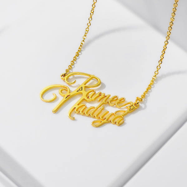Couple Name Necklace - 18k Gold Plated