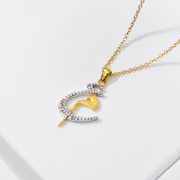 92.5 Silver Initial Necklace in AAA+ quality zircon stones